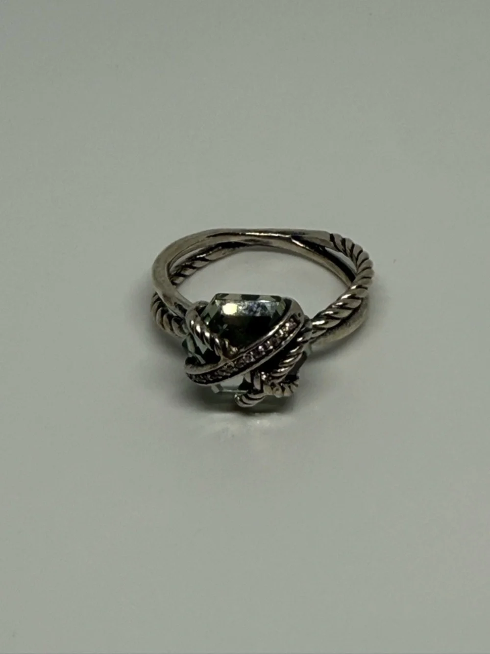 David Yurman Prasiolite wrap ring with white diamonds - Picture 3 of 4